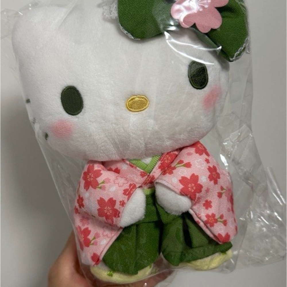 Sanrio White Plush with Pink and Green Accents